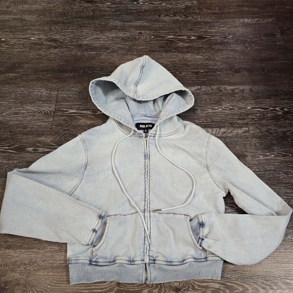 Ser.o.ya Edith Terry Cropped Hoodie size S - Picture 2 of 10